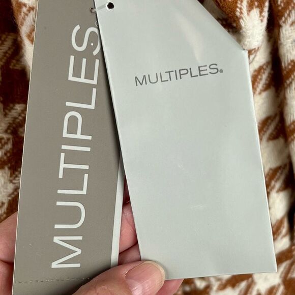 NWT Multiples Camel Houndstooth Zip Up Jacket 1X - Picture 5 of 14